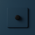 Hague  blue square switch with a round black rocker on a Hague  blue background