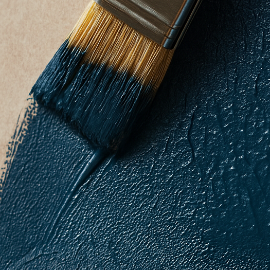 hague blue paint wall with a paintbrush
